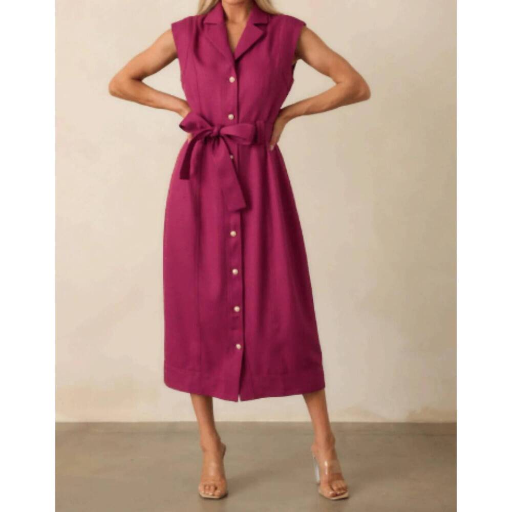 NEW PROSPERINA jacqueline midi dress in plum wine